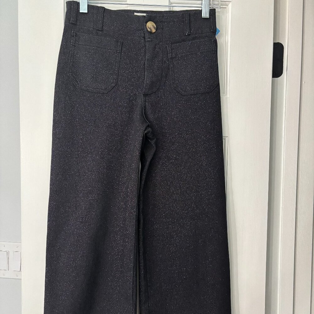 Maeve The Colette High-Rise Cropped Wide-Leg Jeans: Sparkle Edition - 25P
